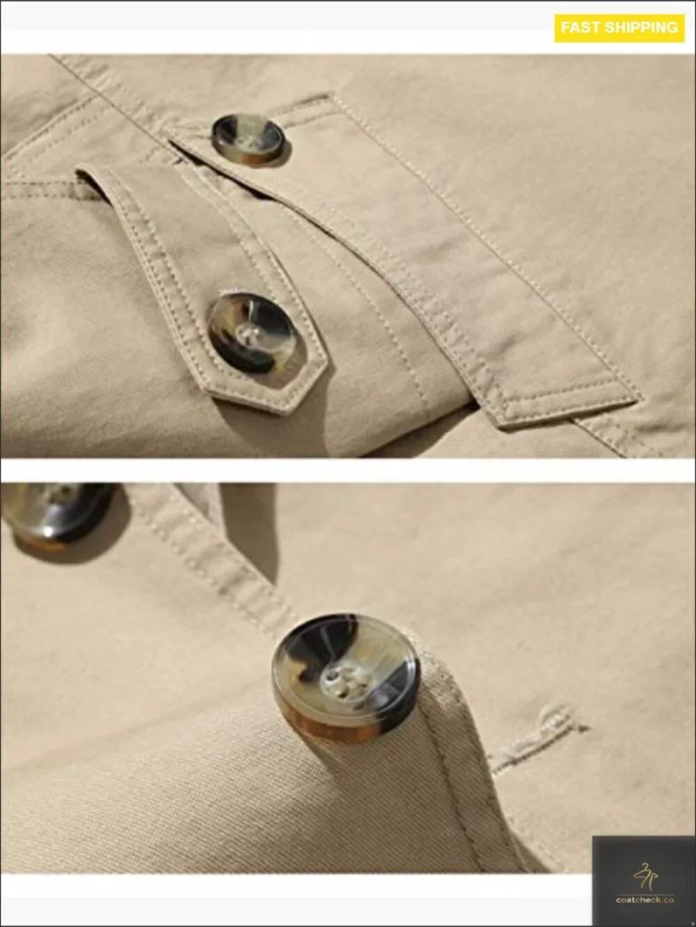 Slim Notched Collar Single Breasted Cotton Jacket Office Trench Coat Solid